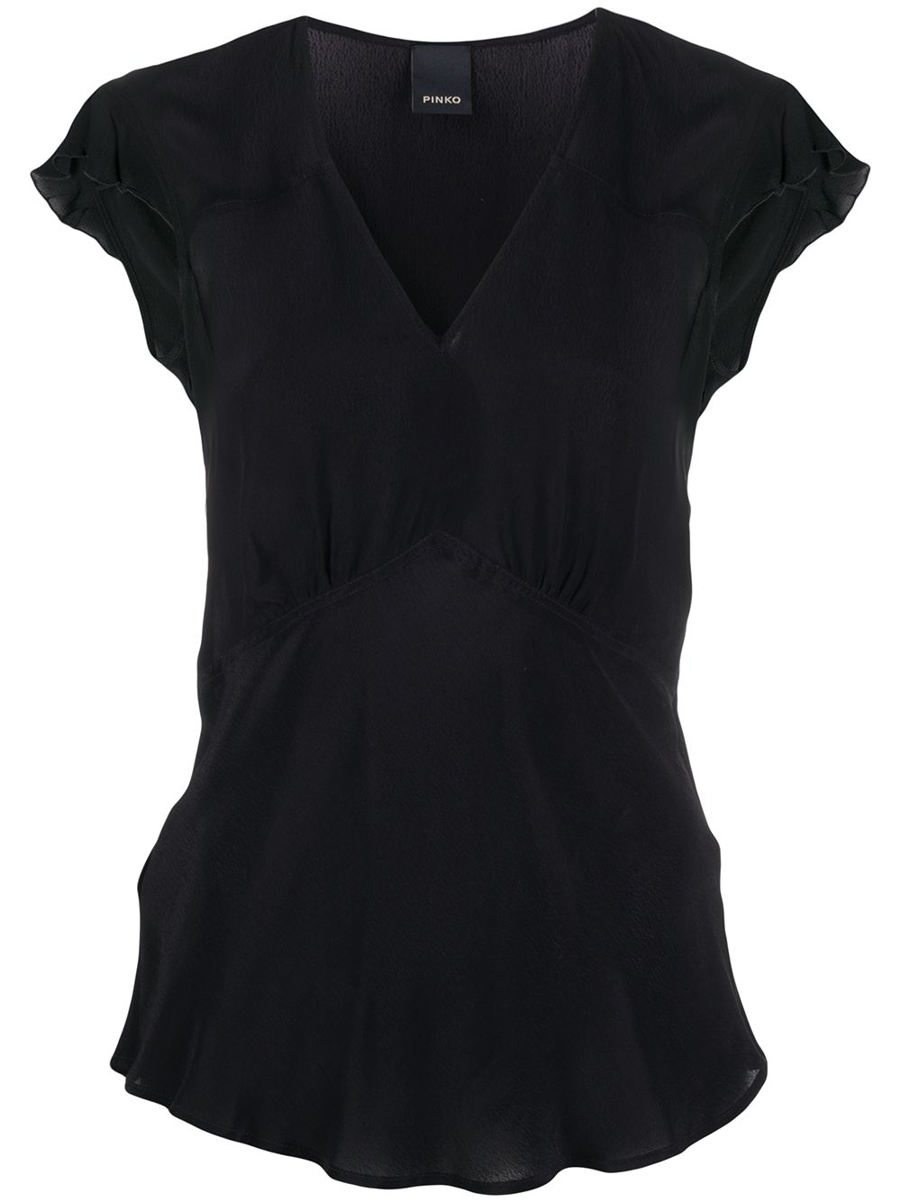 Pinko Ruffle Sleeve V-neck Blouse In Black