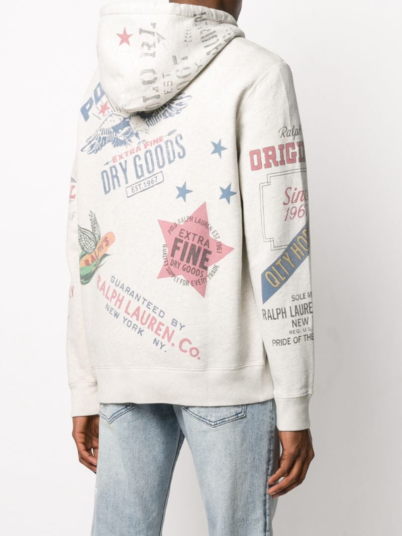 Shop Polo Ralph Lauren American Stamp Hoodie In Grey