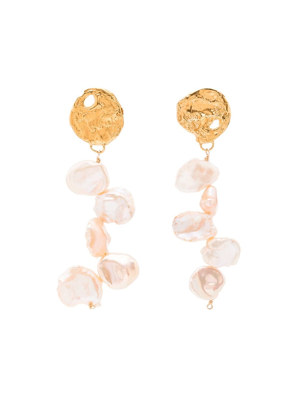 boucles d'oreilles pendantes La Jetee en or 24ct à ornements en perles