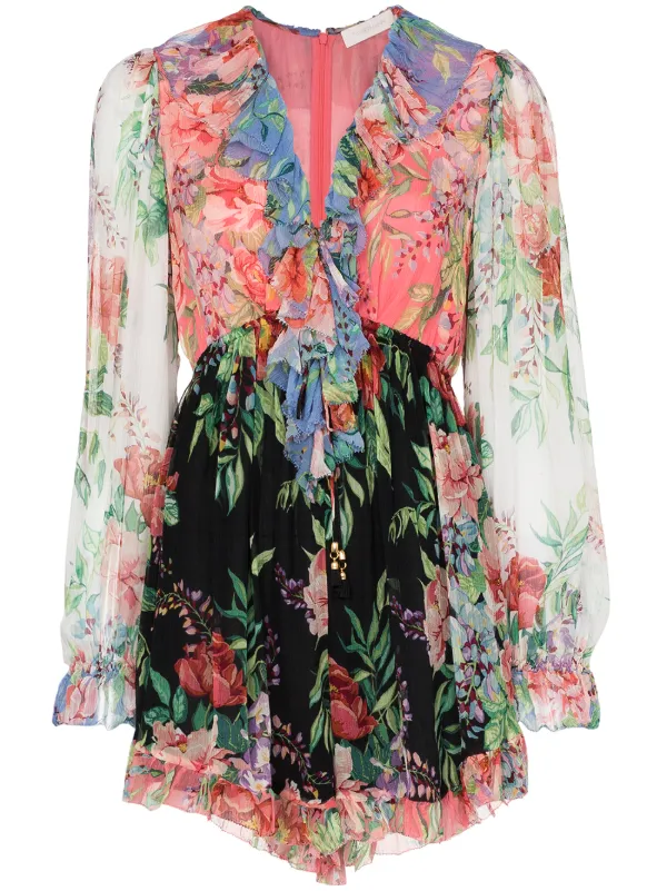 zimmermann blue floral playsuit