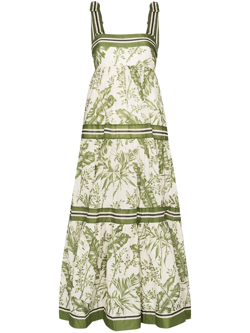 Click to view more detailed imagery on our partner's website Zimmermann Empire Botanical-print Cotton-poplin Midi Dress In White