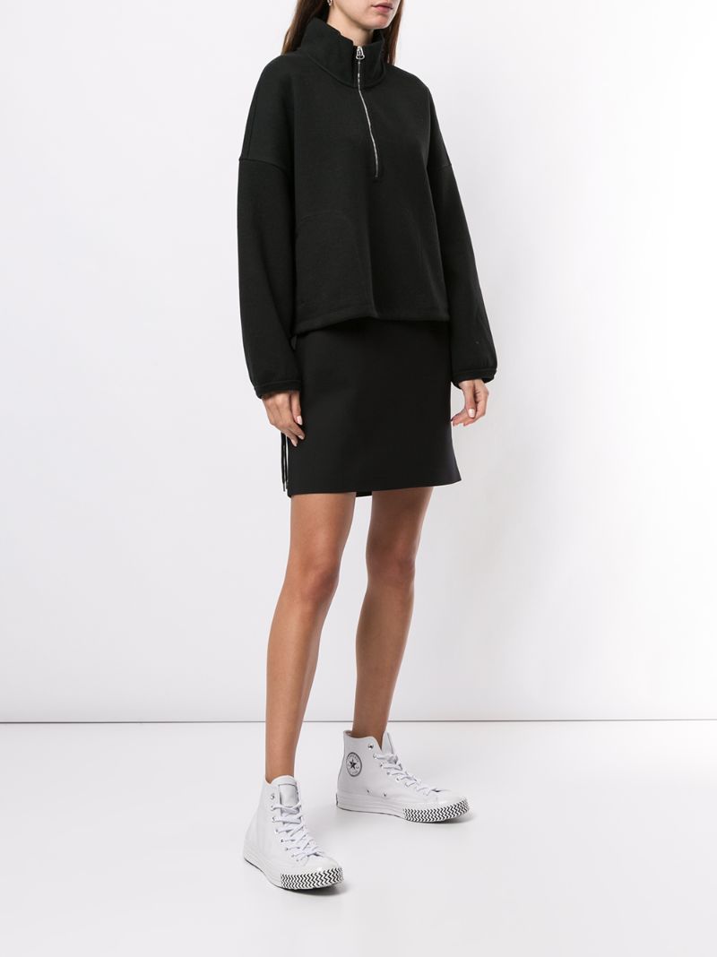 Shop James Perse Oversized Half-zip Top In Black