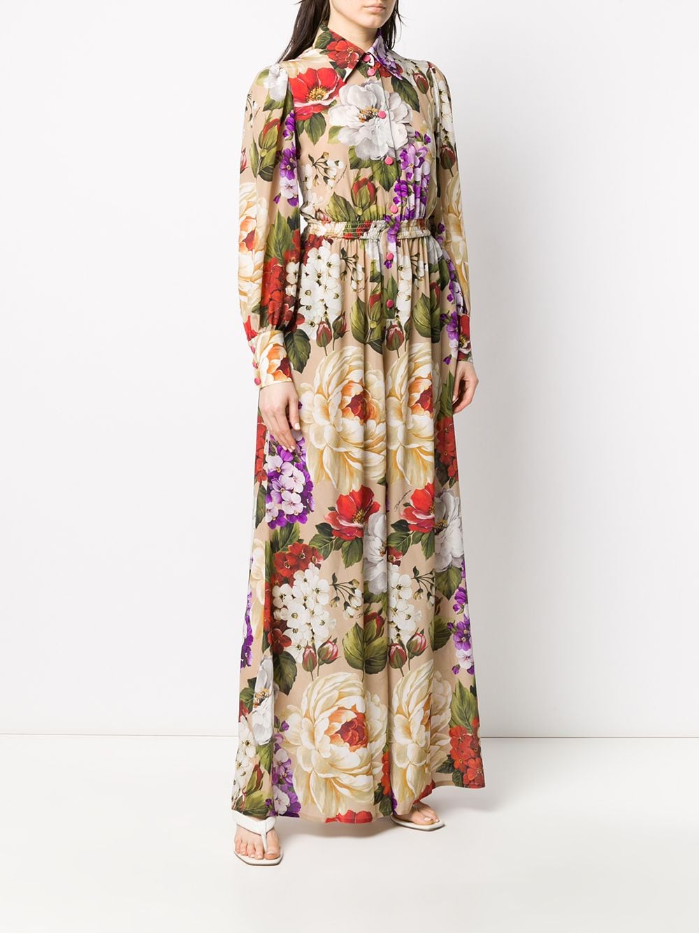 фото Dolce & gabbana платье-рубашка с цветочным принтом