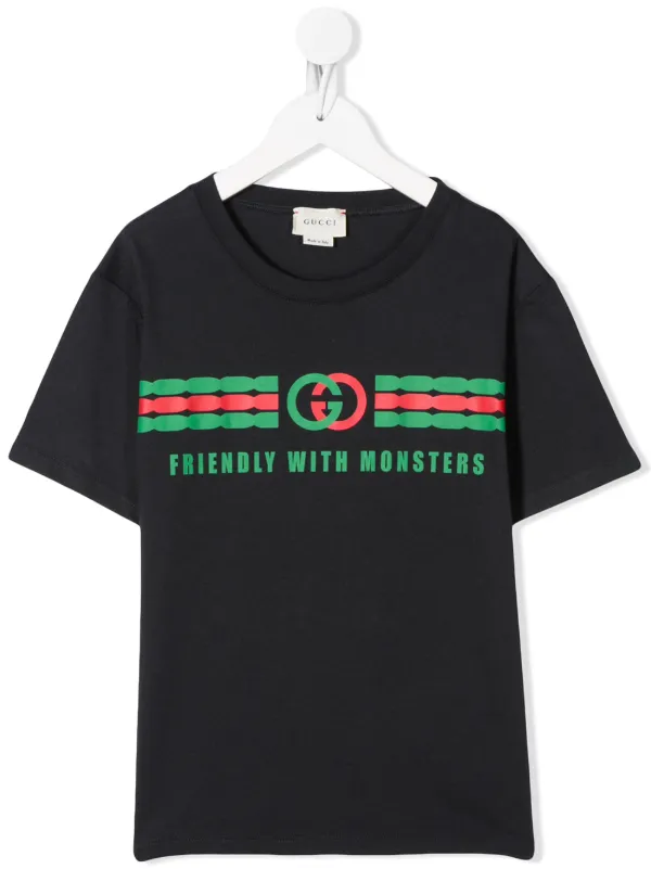 Shop Black Gucci Kids Interlocking G Print T Shirt With Express Delivery Farfetch