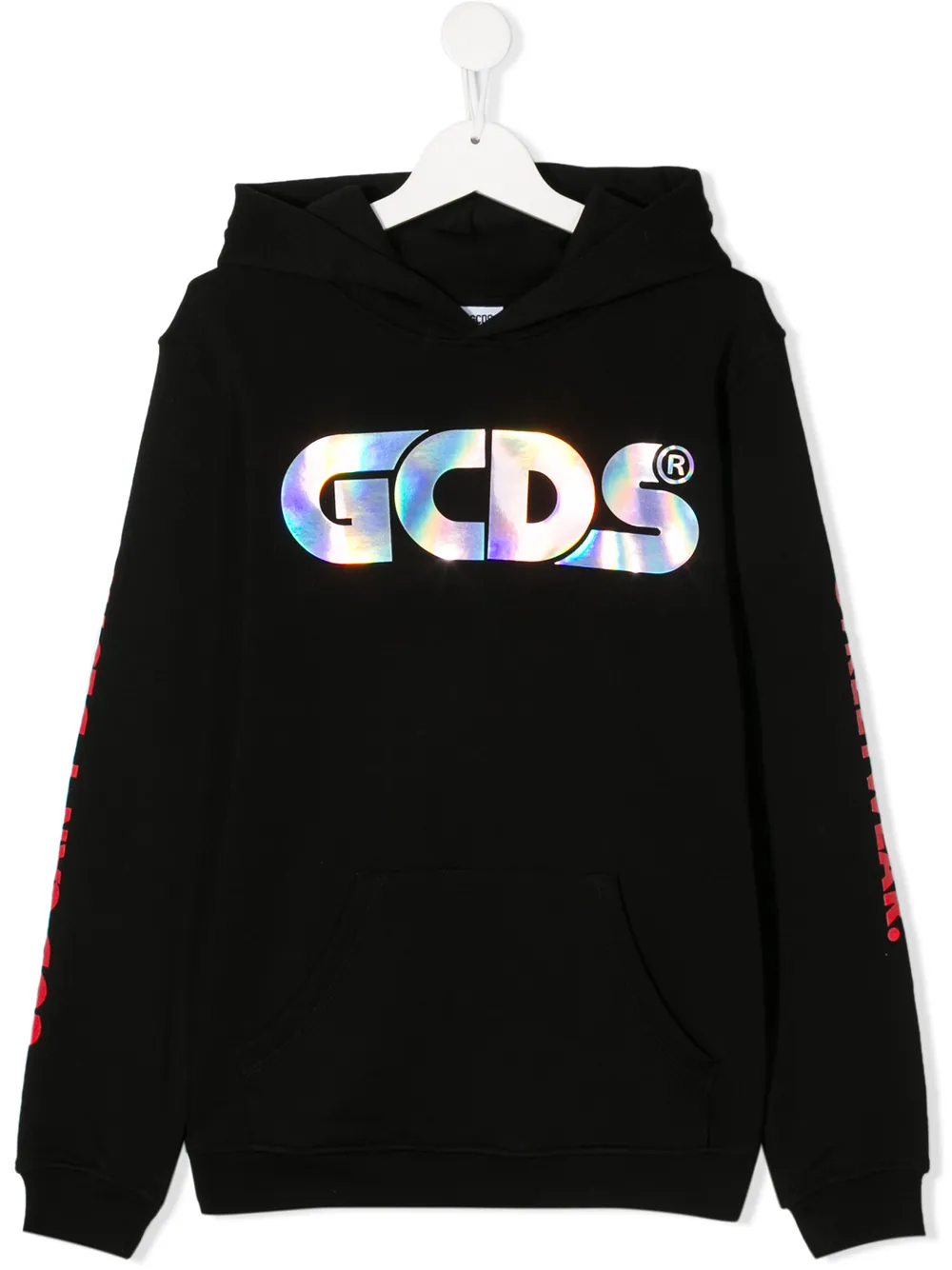 Gcds Teen Loose-fit Logo Hoodie In Black