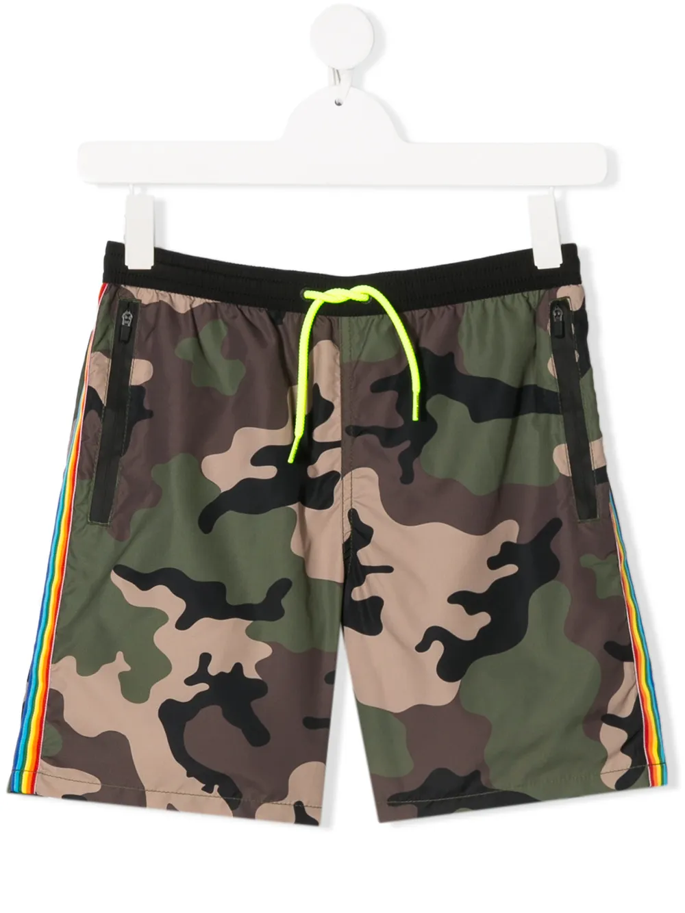 Mc2 Saint Barth Kids' Side Stripe Detail Camouflage Swim Shorts In Green