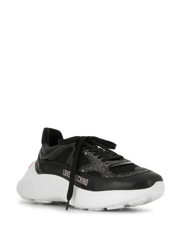 chunky sole black trainers
