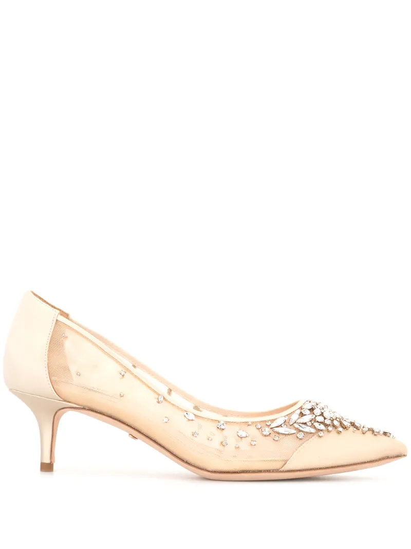 Badgley mischka onyx crystal mesh pumps Clearance