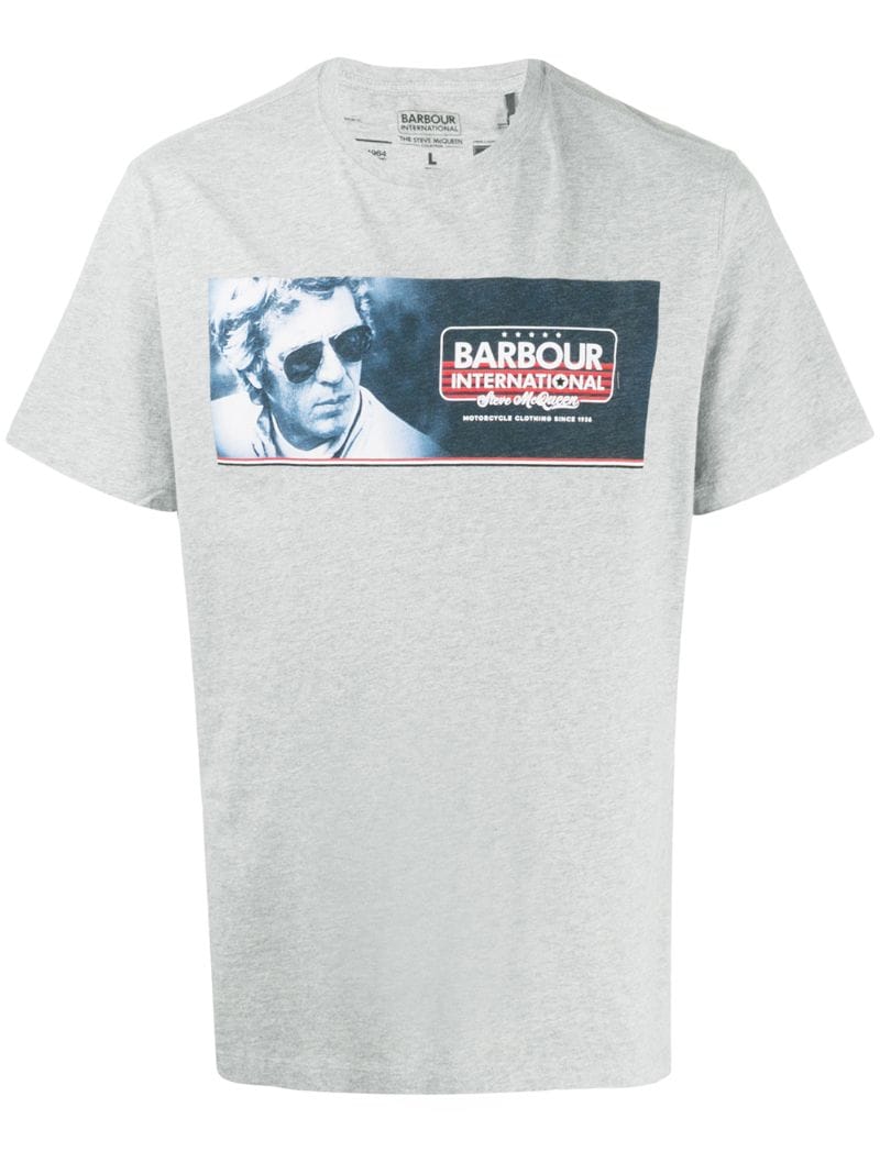 Barbour Steve Mcqueen Print T-shirt In Grey