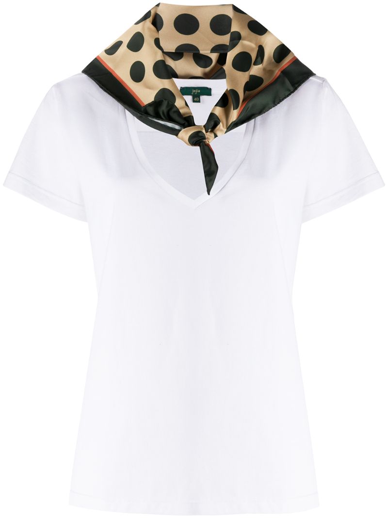 Jejia Scarf Detail V-neck T-shirt In White