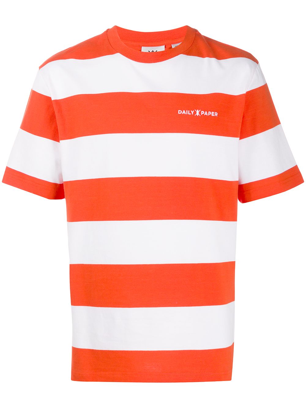 Daily Paper Striped Embroidered Logo T-shirt In Orange