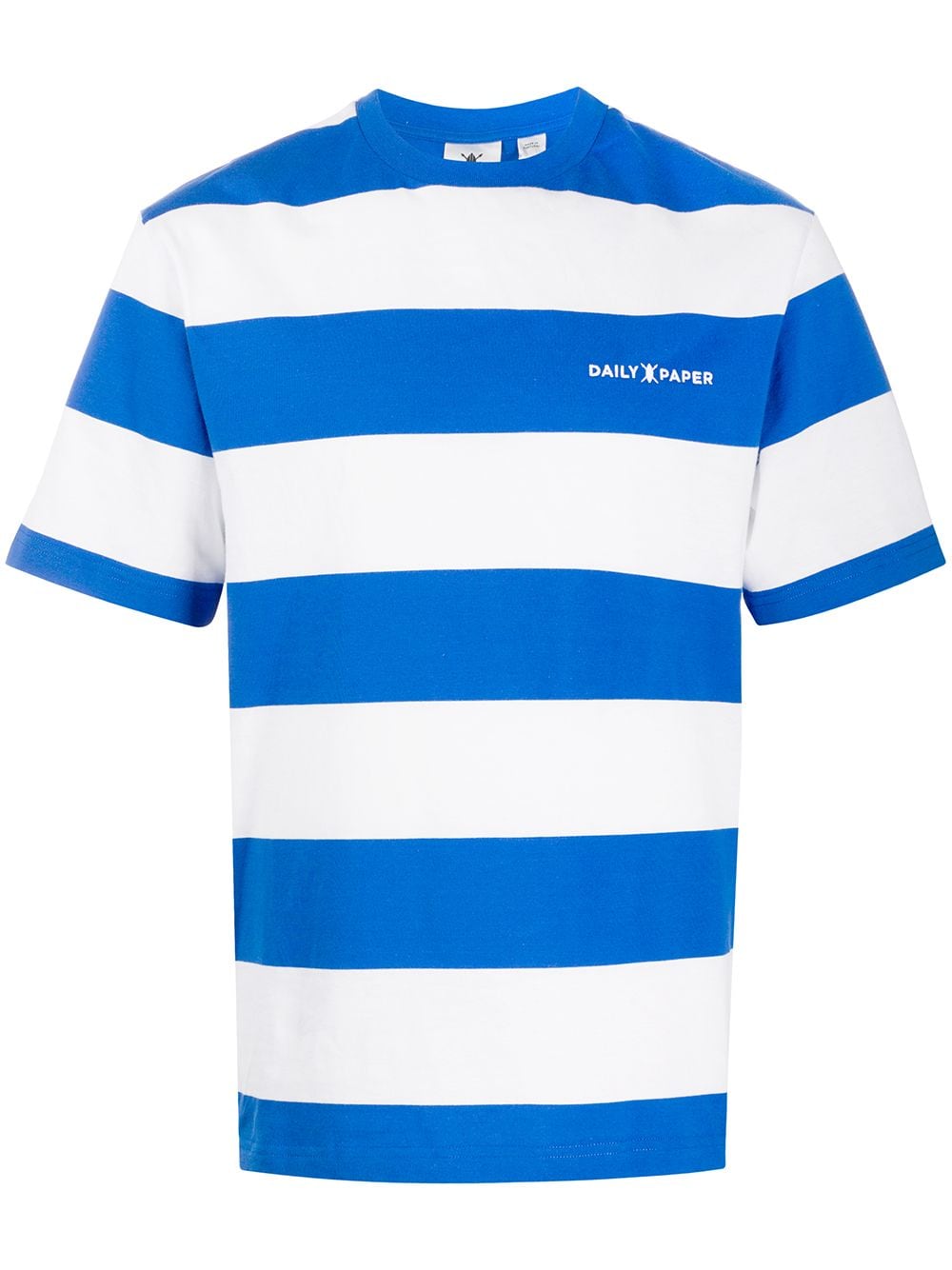 Daily Paper Striped Logo Embroidered T-shirt In Blue