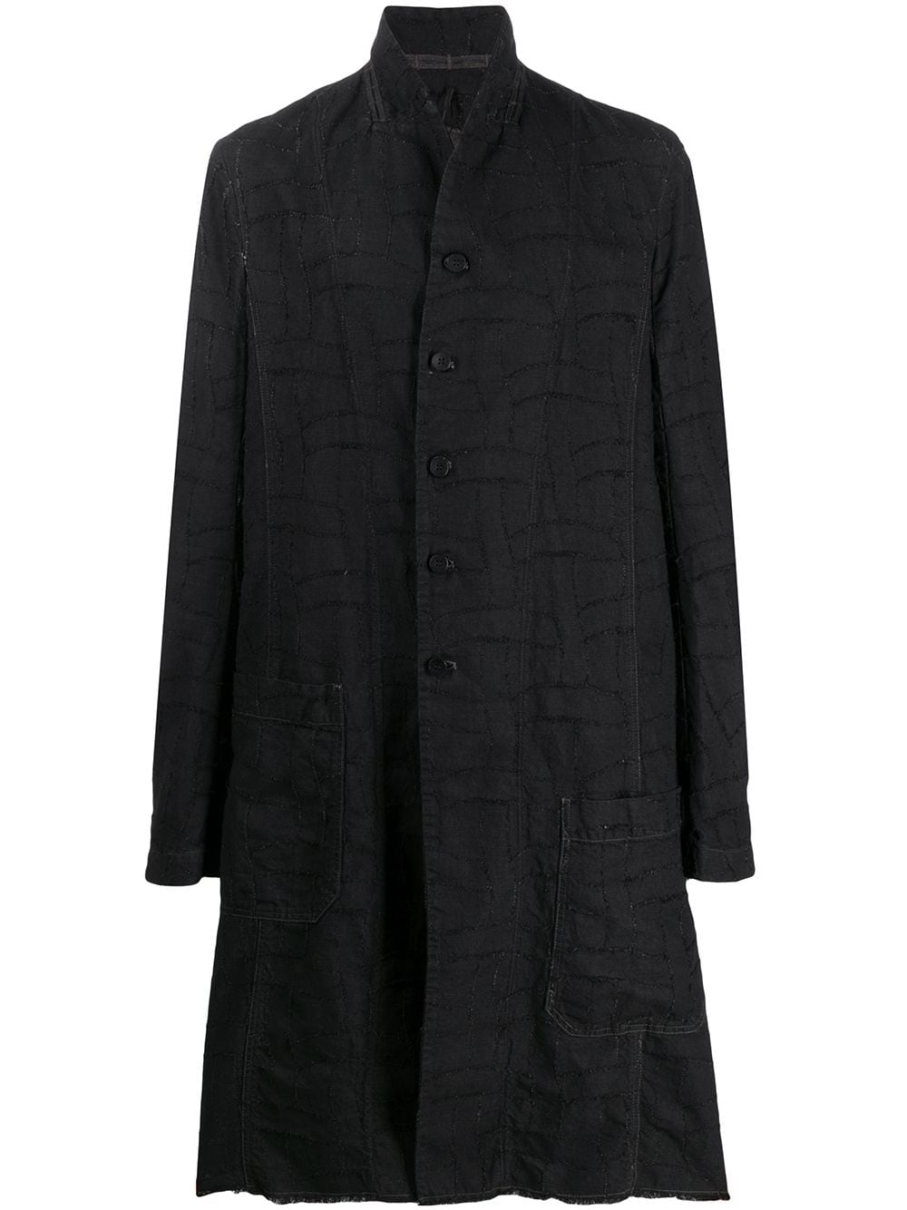 Masnada Distressed Effect Cotton Linen Coat In Black