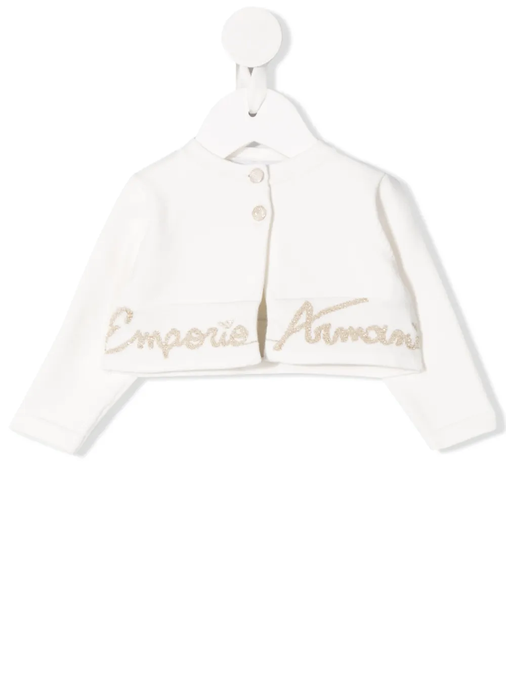 

Emporio Armani Kids cárdigan con logo estampado - Blanco