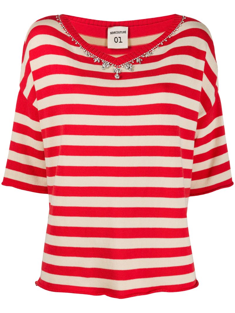 Semicouture Striped T-shirt In Red