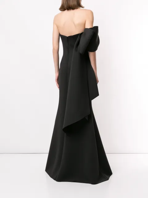 badgley mischka sequin asymmetric bow mermaid gown