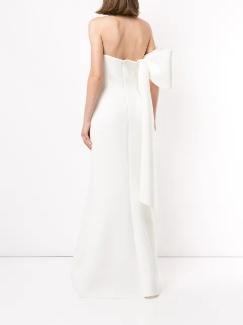 badgley mischka sequin asymmetric bow mermaid gown