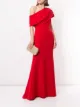 الصورة 2 من Badgley Mischka فستان بكتف واحد وثنيات