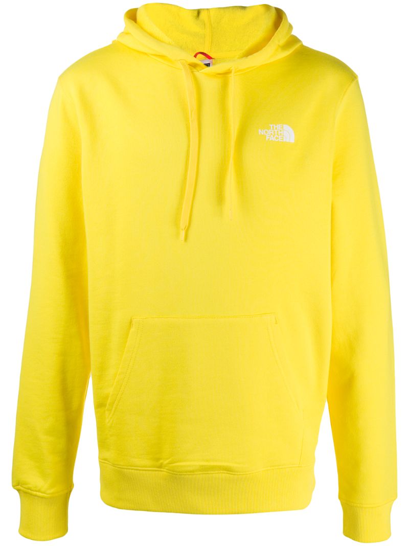 The North Face Logo Print Cotton Hoodie In Yellow