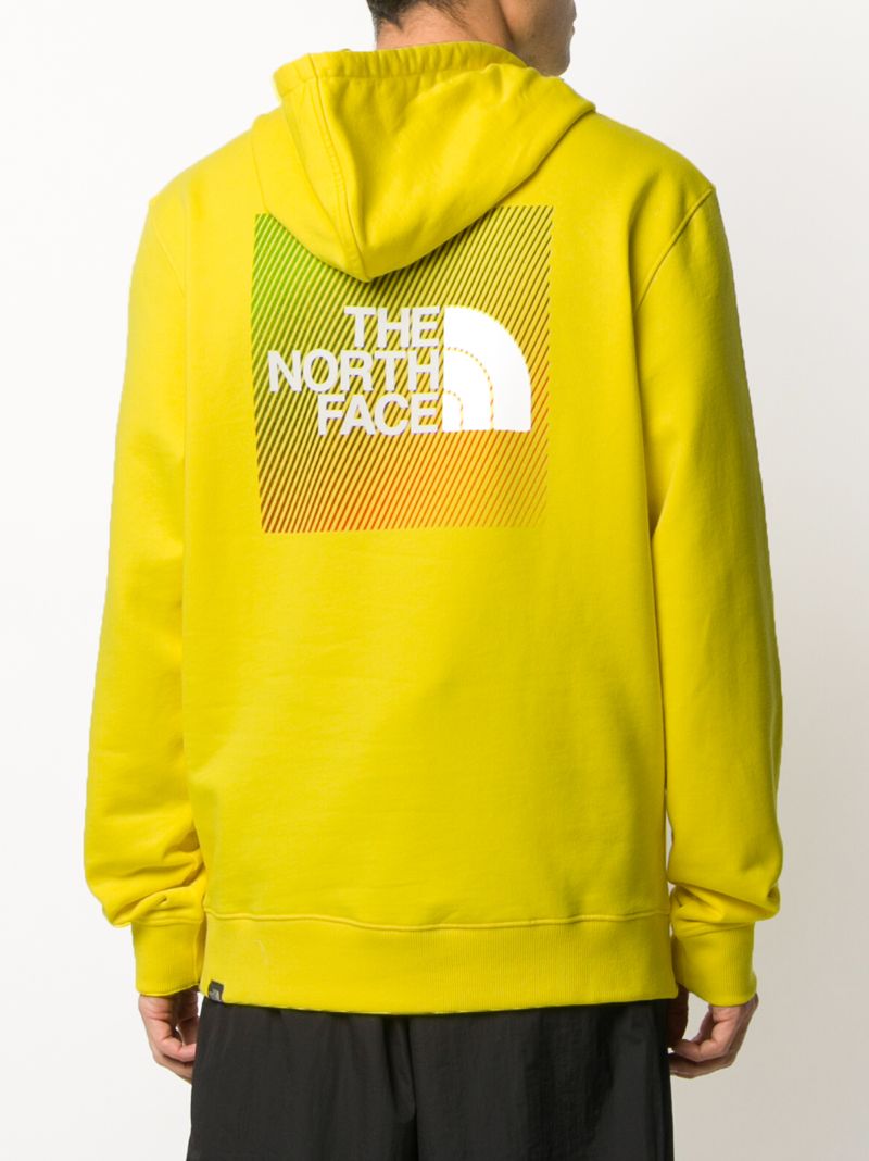 Shop The North Face Logo Print Cotton Hoodie In Yellow