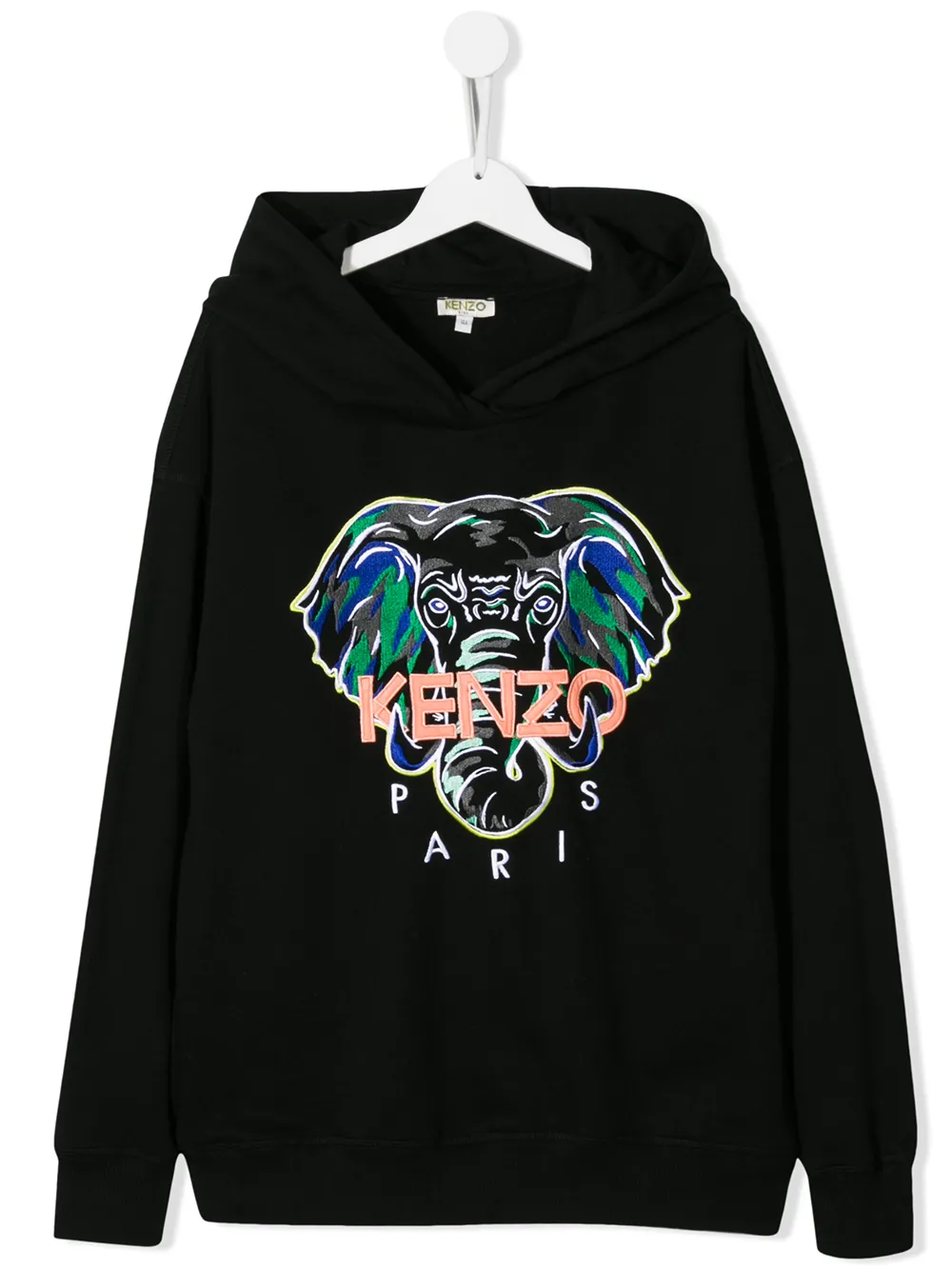 Kenzo Kids' Elephant Print Hoodie In Black