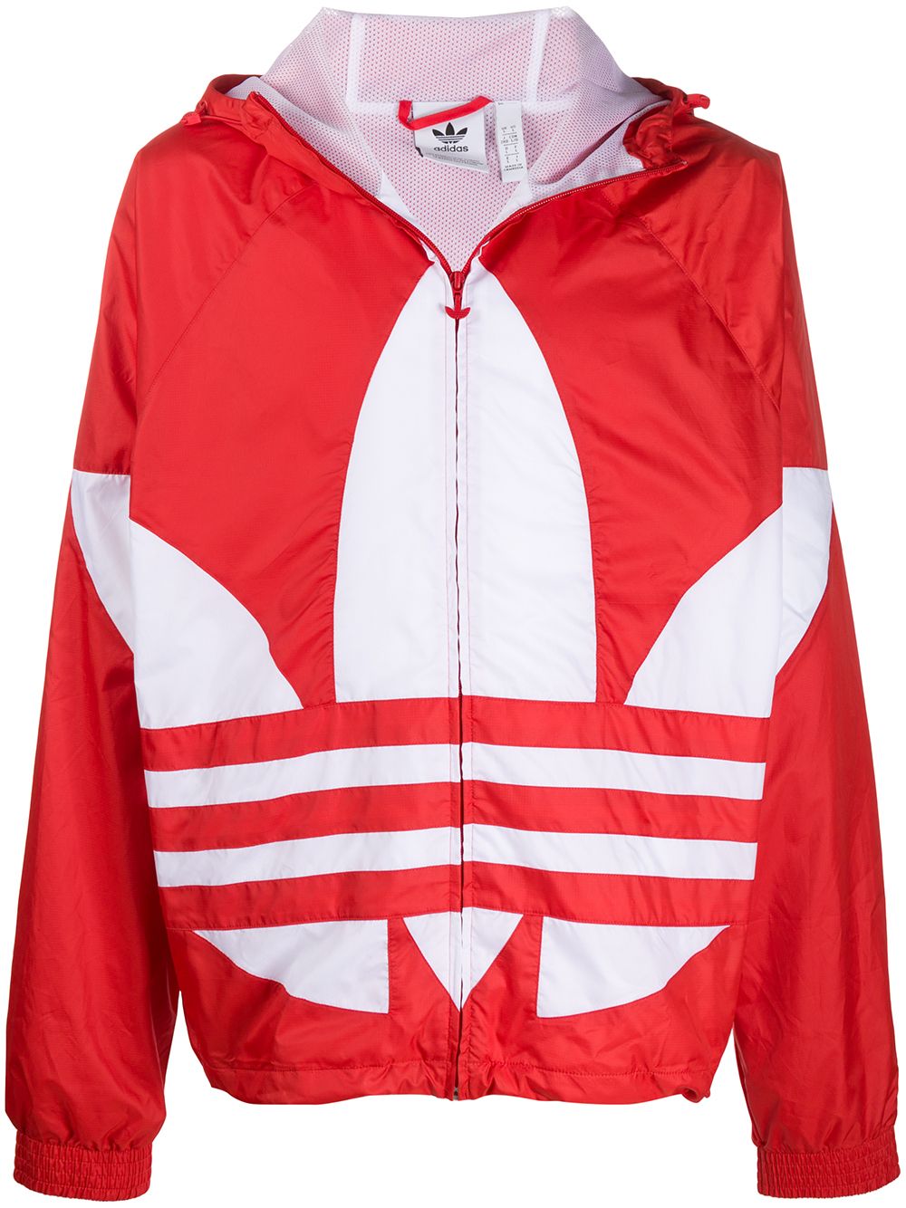 Adidas Originals Two-tone Logo-print Windbreaker In Red