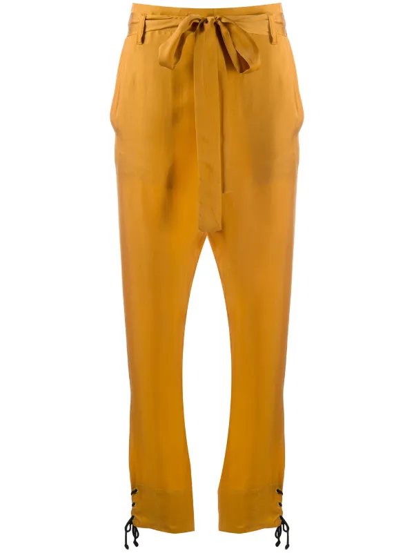 tie waist cropped trousers