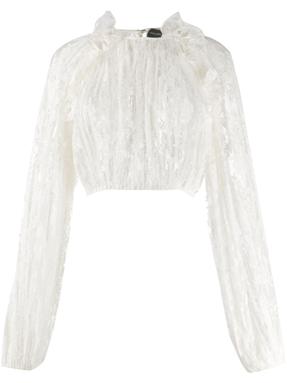 Shop Magda Butrym Ruffled Trim Lace Detail Blouse In White