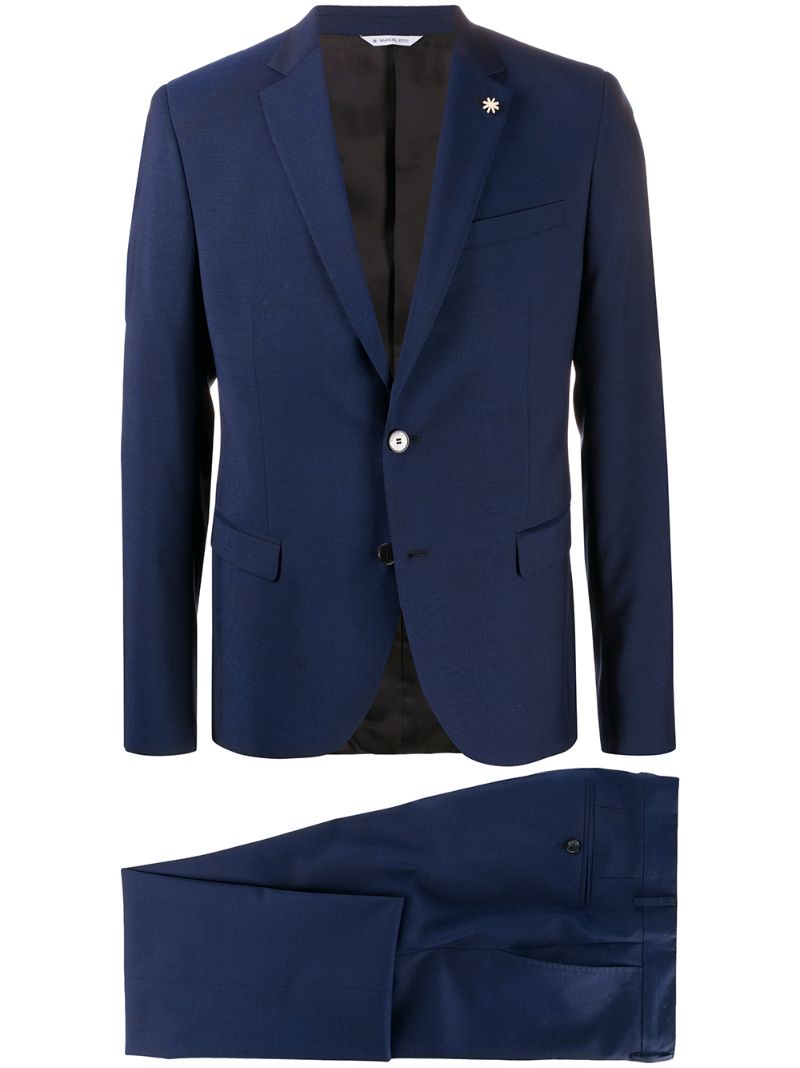 Manuel Ritz Slim-fit Two Button Suit In Blue