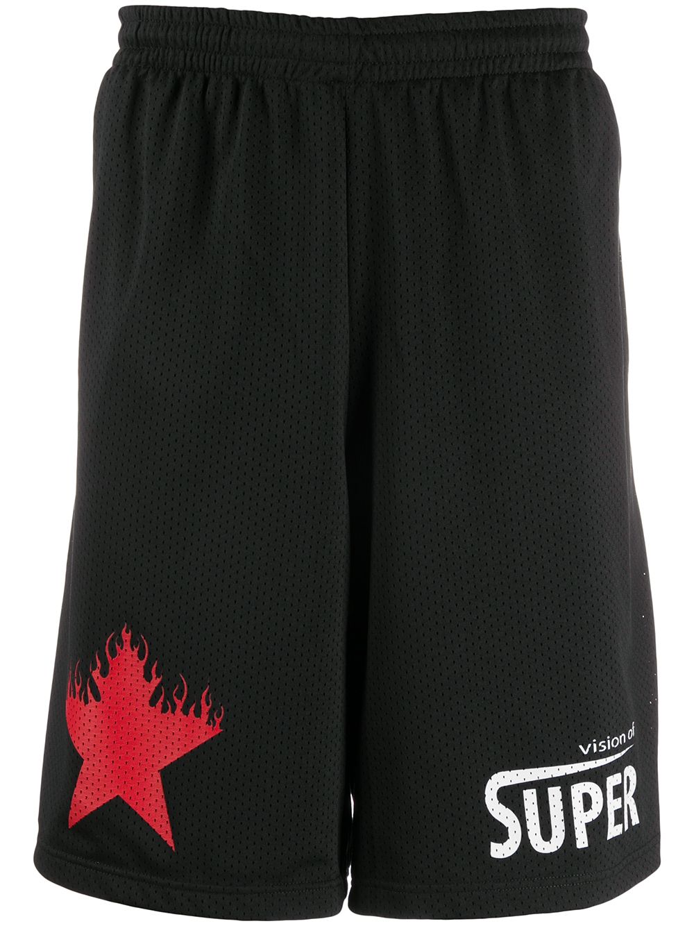 Vision Of Super Fire Star Print Basketball Shorts In Black