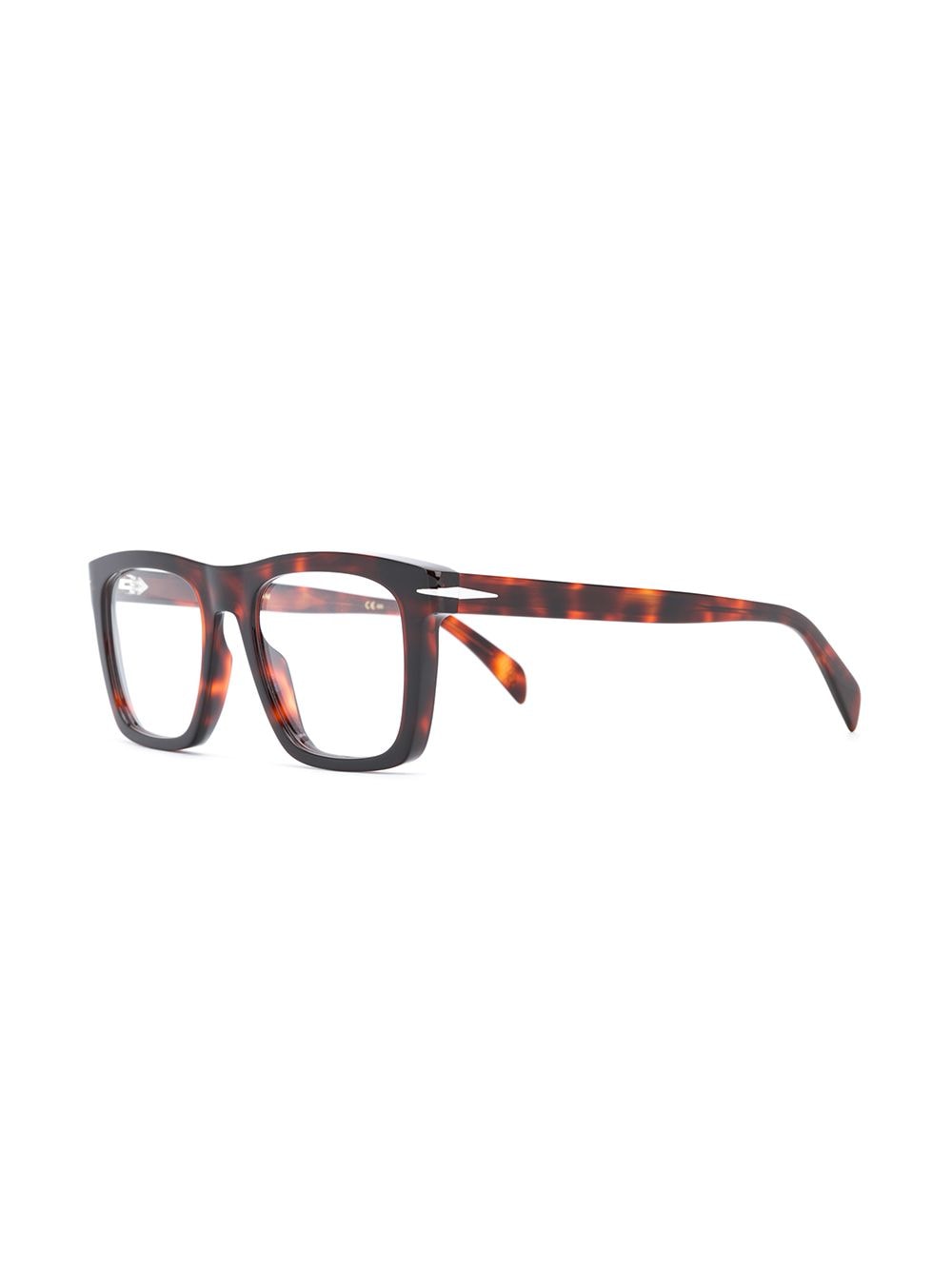 Shop David Beckham Eyewear Rectangular Frame Tortoise-shell Glasses In Brown