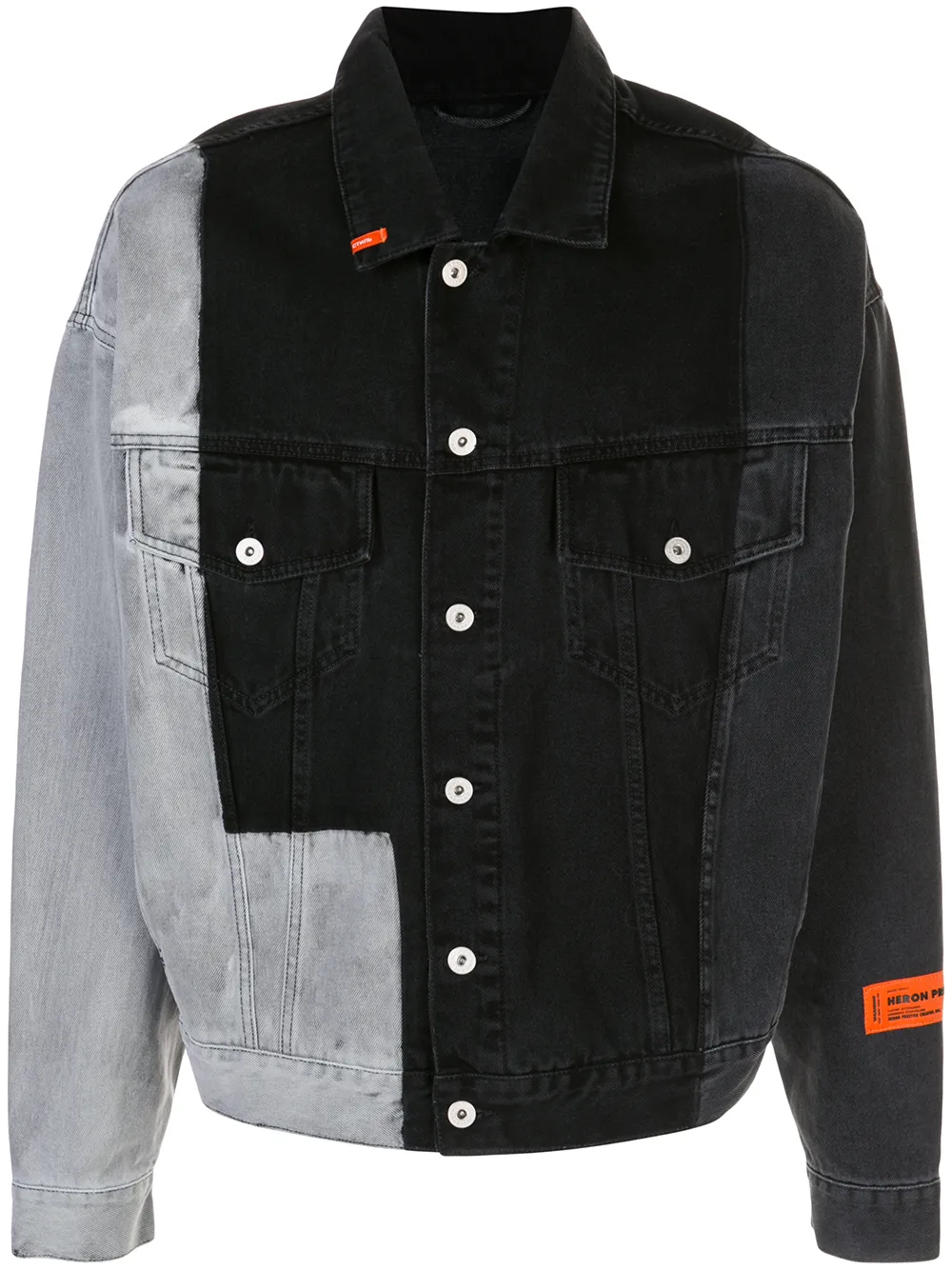 Heron Preston Contrast Panelled Denim Jacket In Black