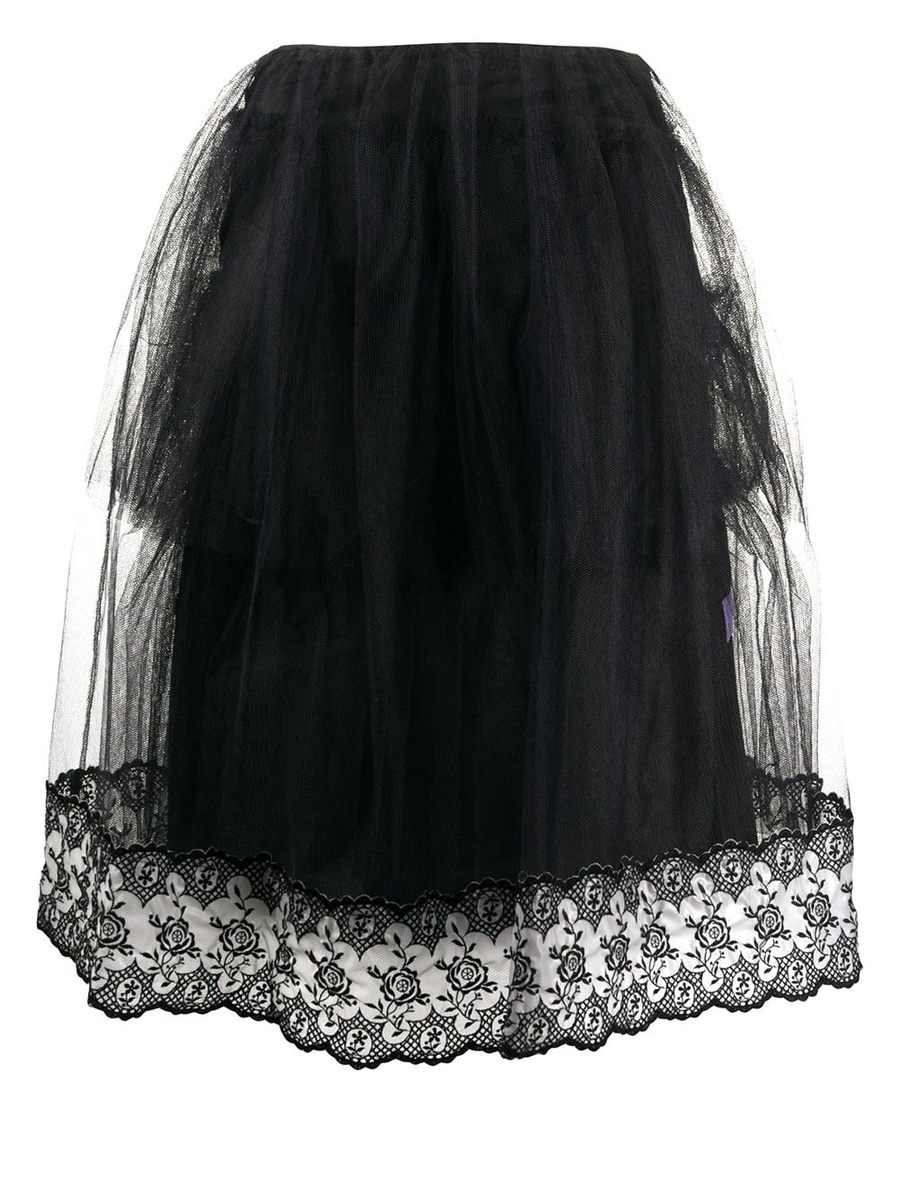 Simone Rocha Lace-hem Tulle A-line Skirt In Black