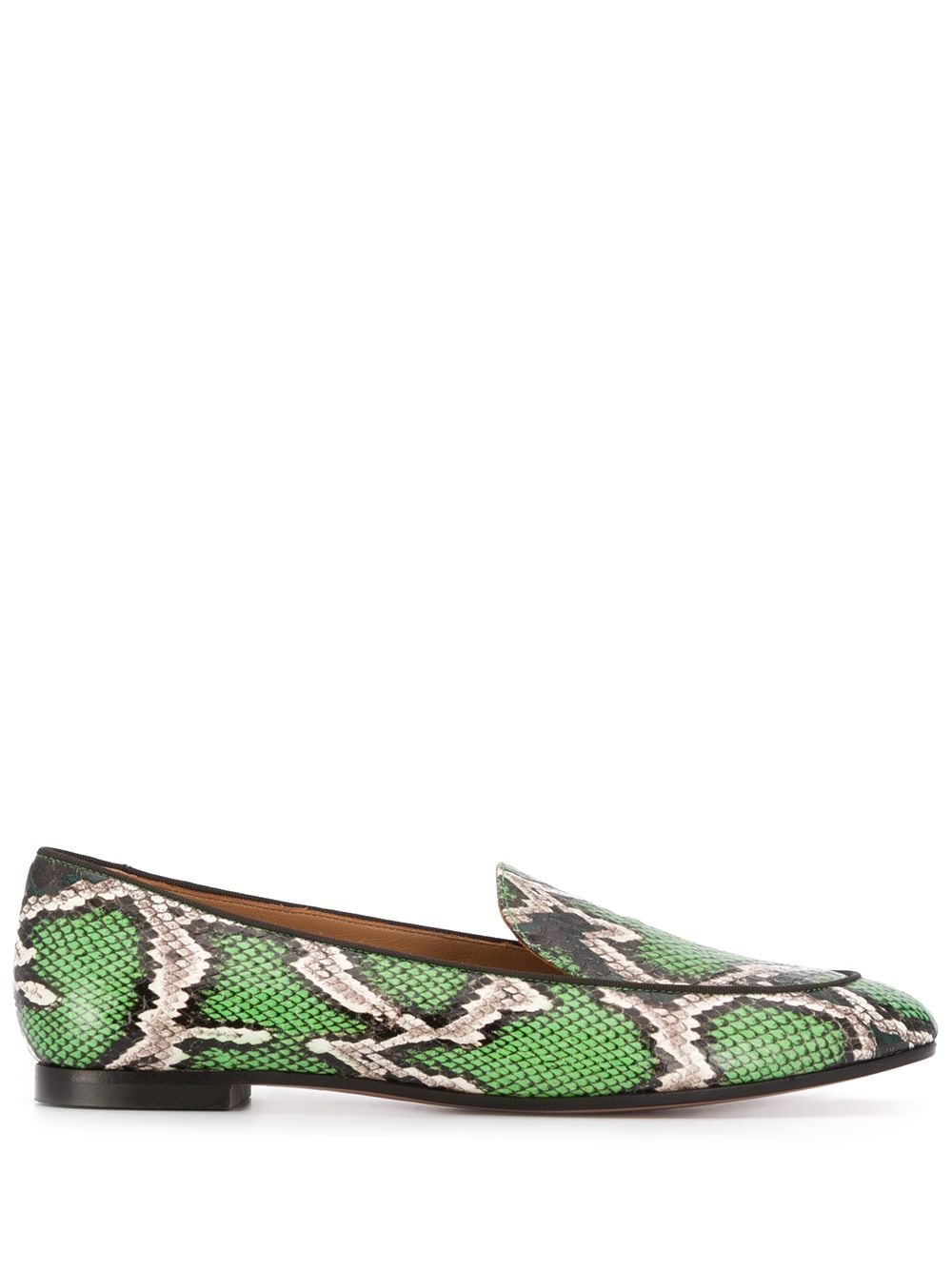 Shop Aquazzura Purist Snakeskin-effect Leather Loafers In Green