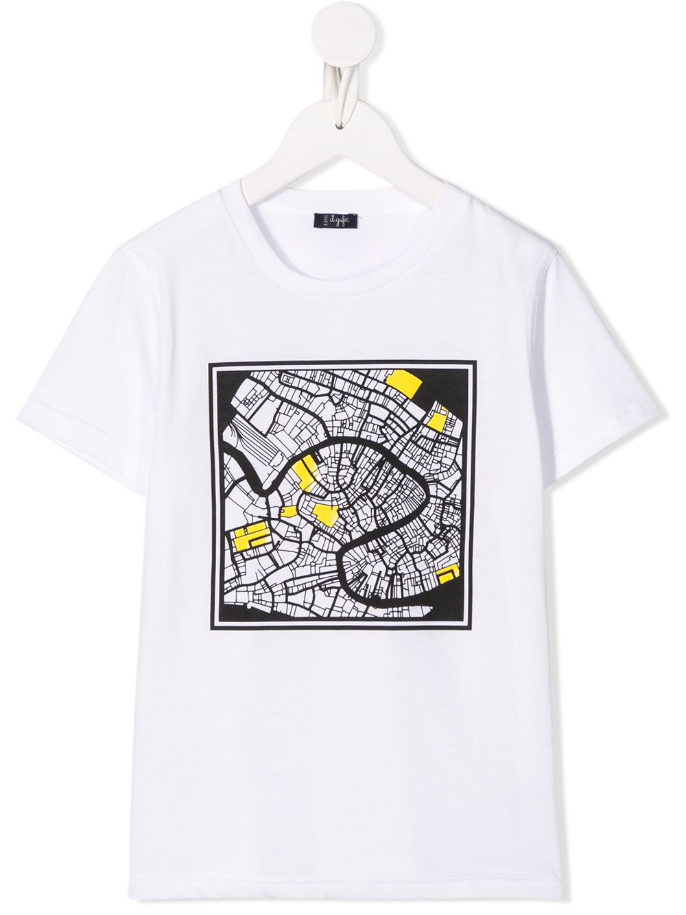 Il Gufo Kids' Map Graphic T-shirt In White