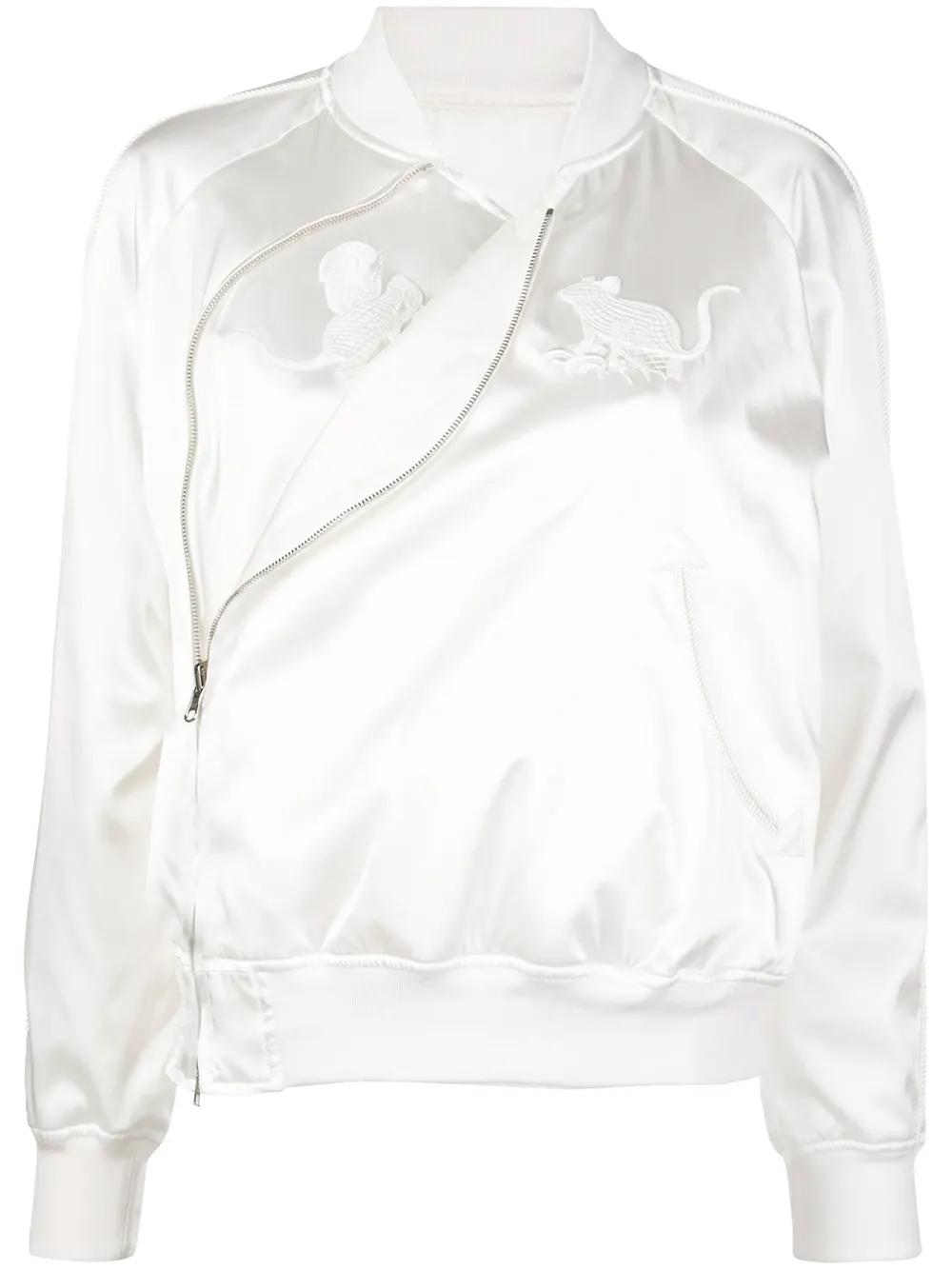 white satin bomber jacket