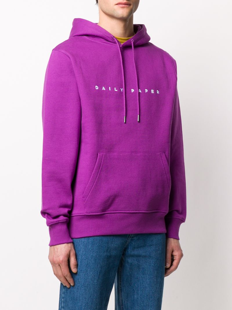 Shop Daily Paper Logo Print Hoodie In Purple