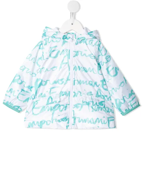 Emporio Armani Kids هودي بسحاب وطبعة جرافيك