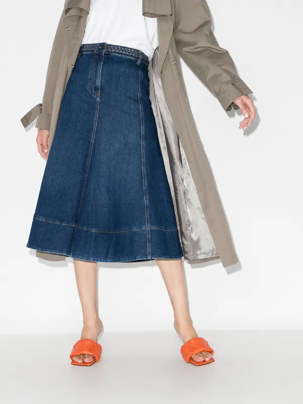 スカート VALENTINO GARAVANI Valentino Garavani denim skirt Blue Valentino Garavani Floral Embroidered Button-Front Denim