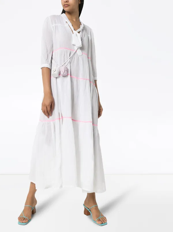 white layered maxi dress