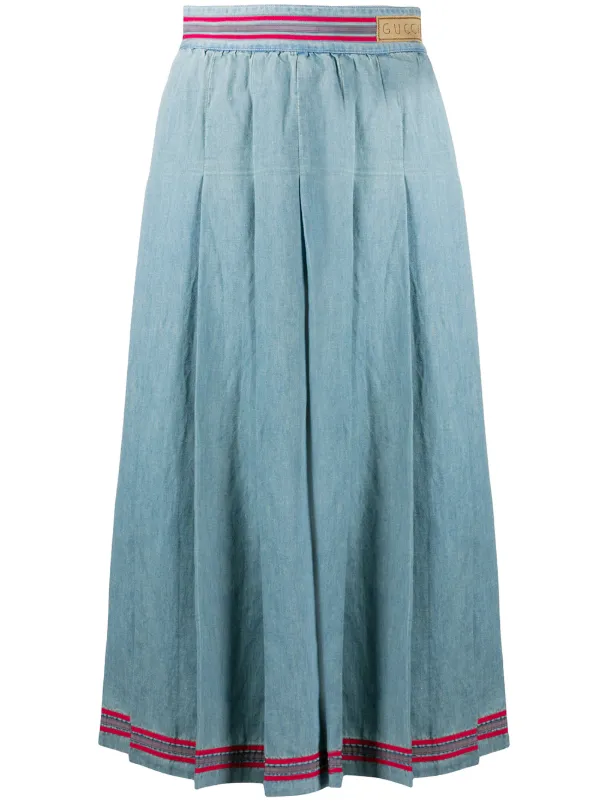 pleated jean skirt