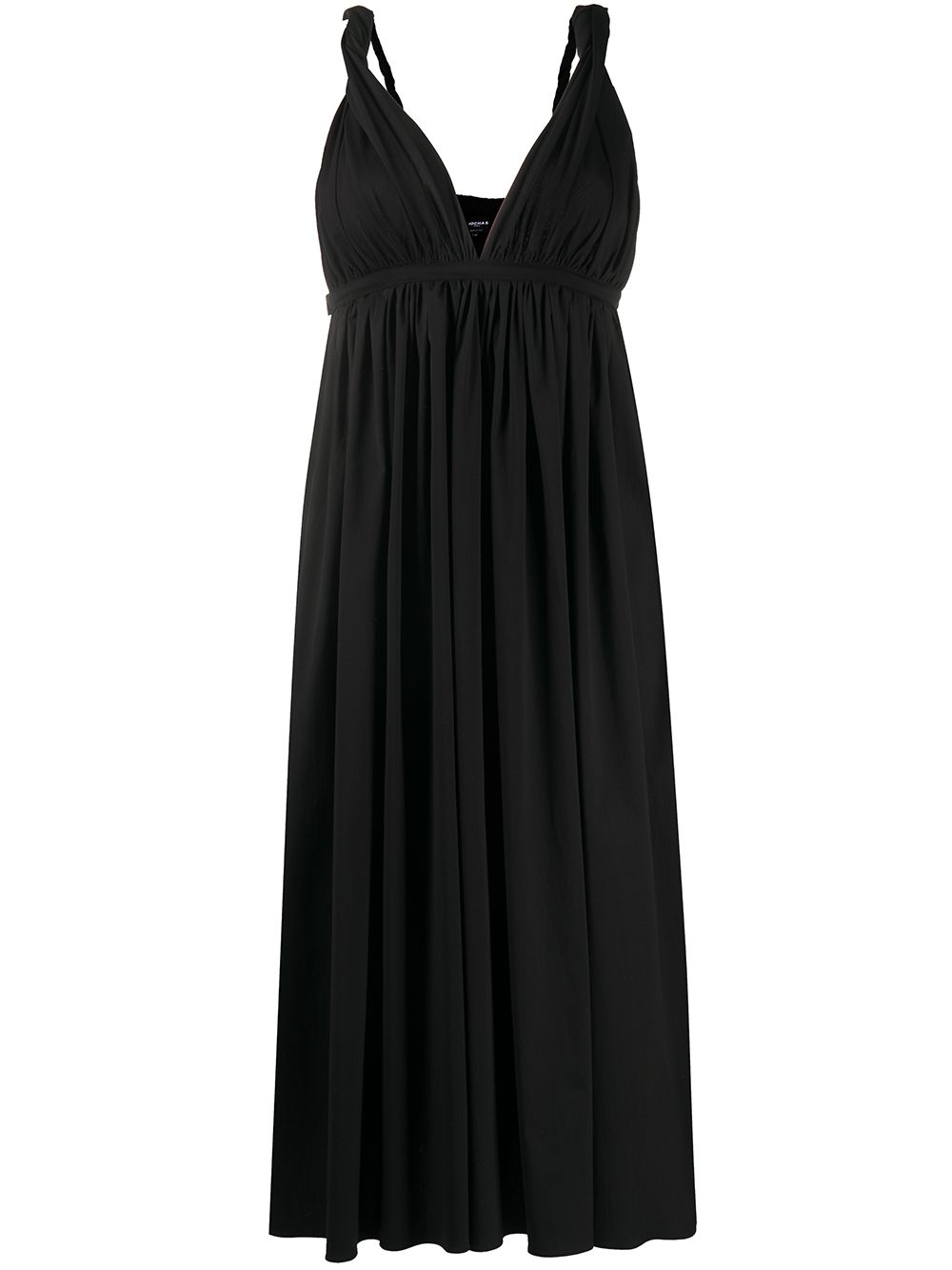Rochas V-neck Gathered Waist Dress In Black