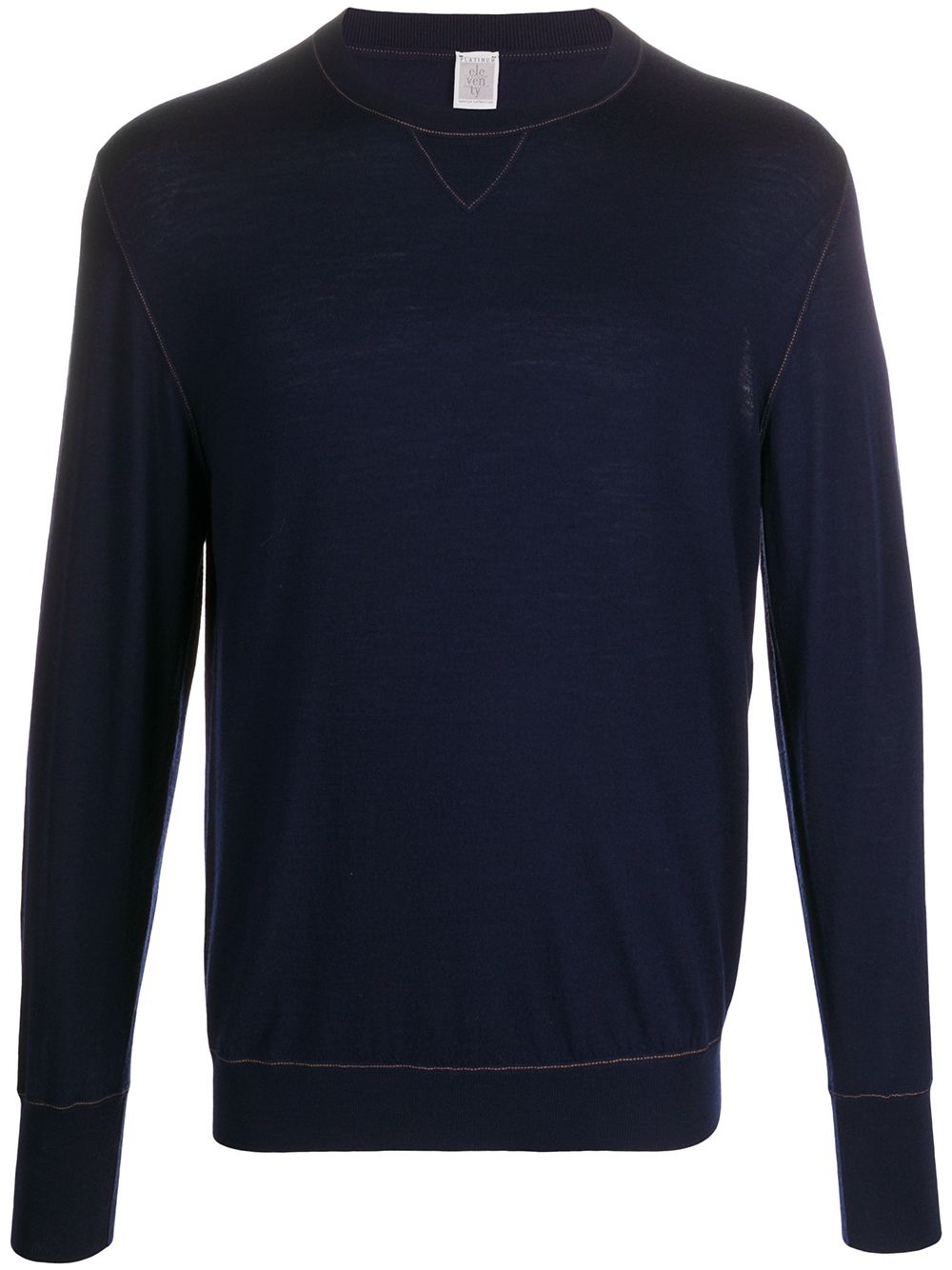 Shop Eleventy Contrast Stitching Wool Jumper In Blue