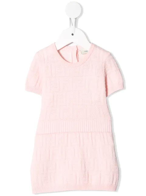 Fendi Kids فستان بأكمام قصيرة ونقش FF