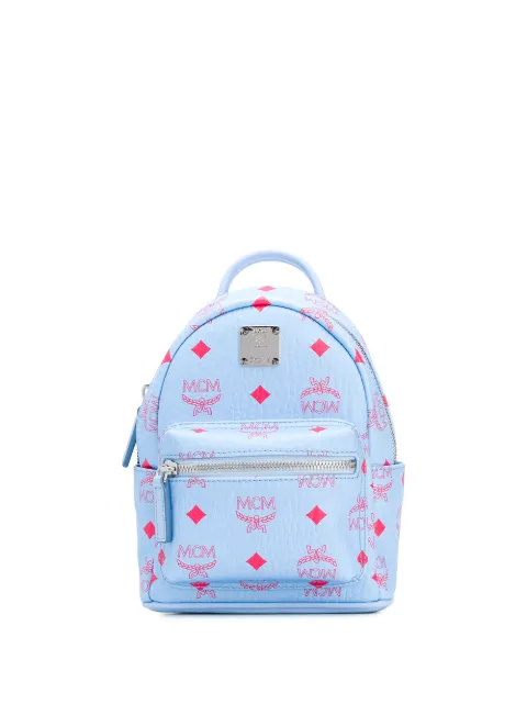 Shop blue MCM monogram print backpack 