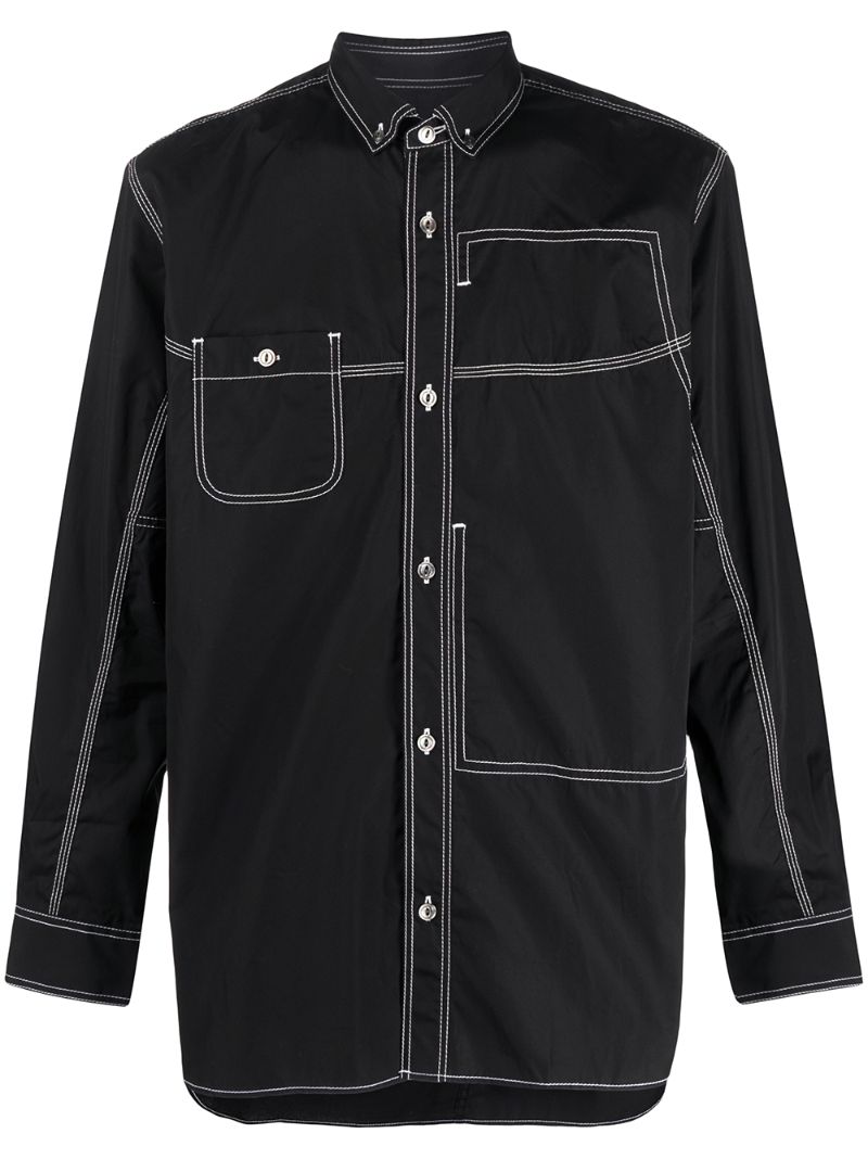 Junya Watanabe Contrast Stitched Shirt In Black