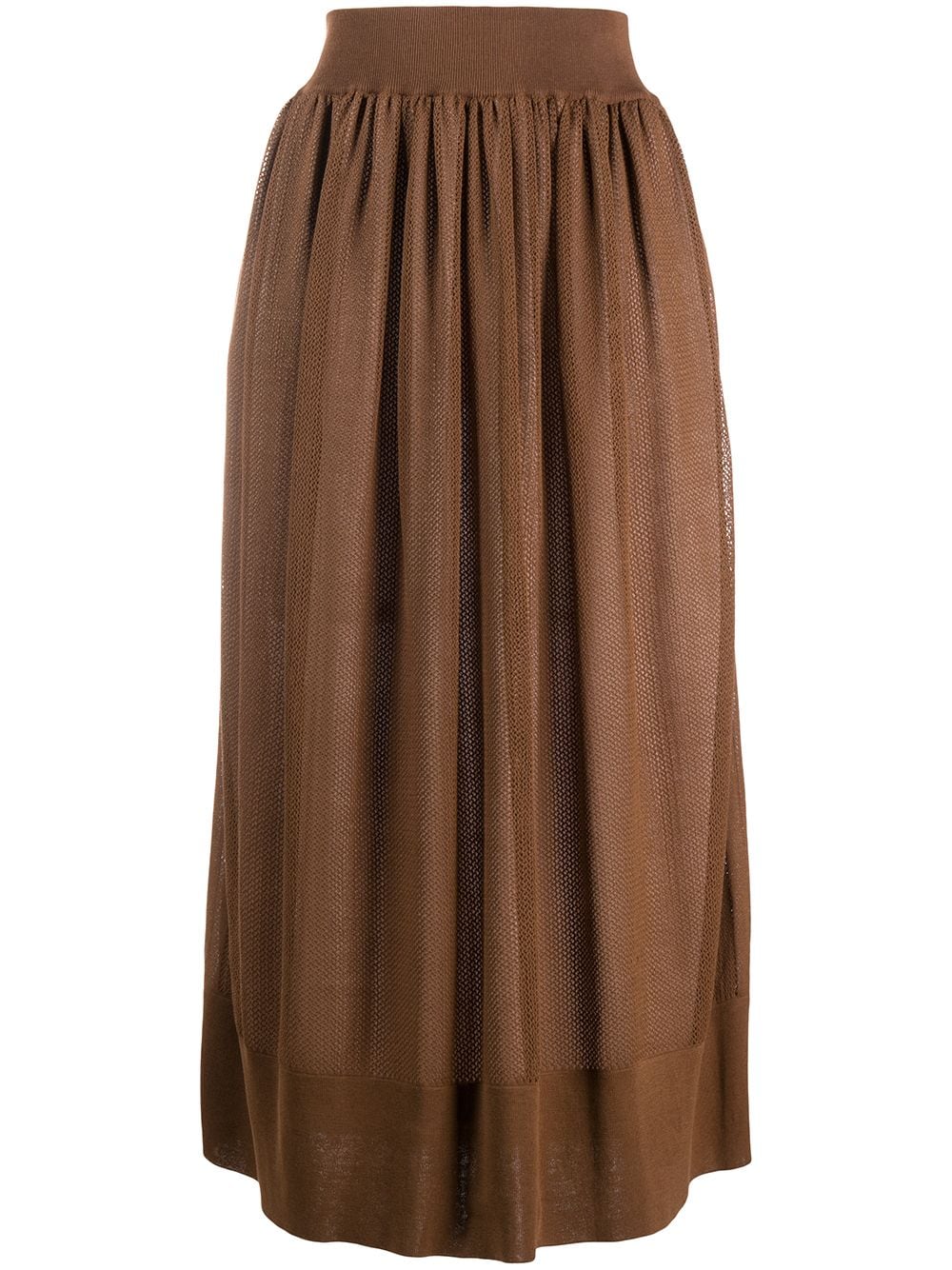 Shop Agnona Pleated Midi Skirt In Brown