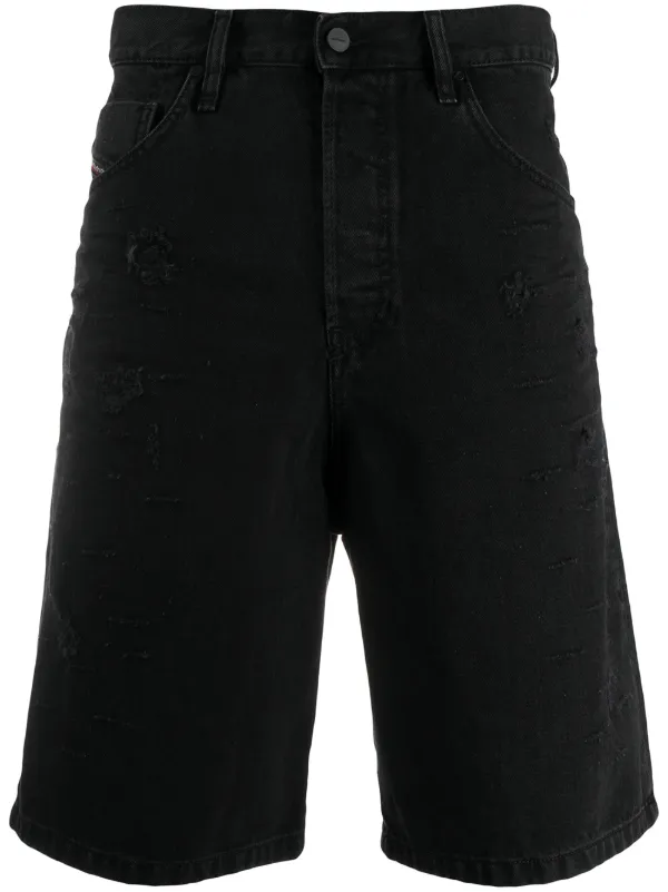 black distressed denim shorts