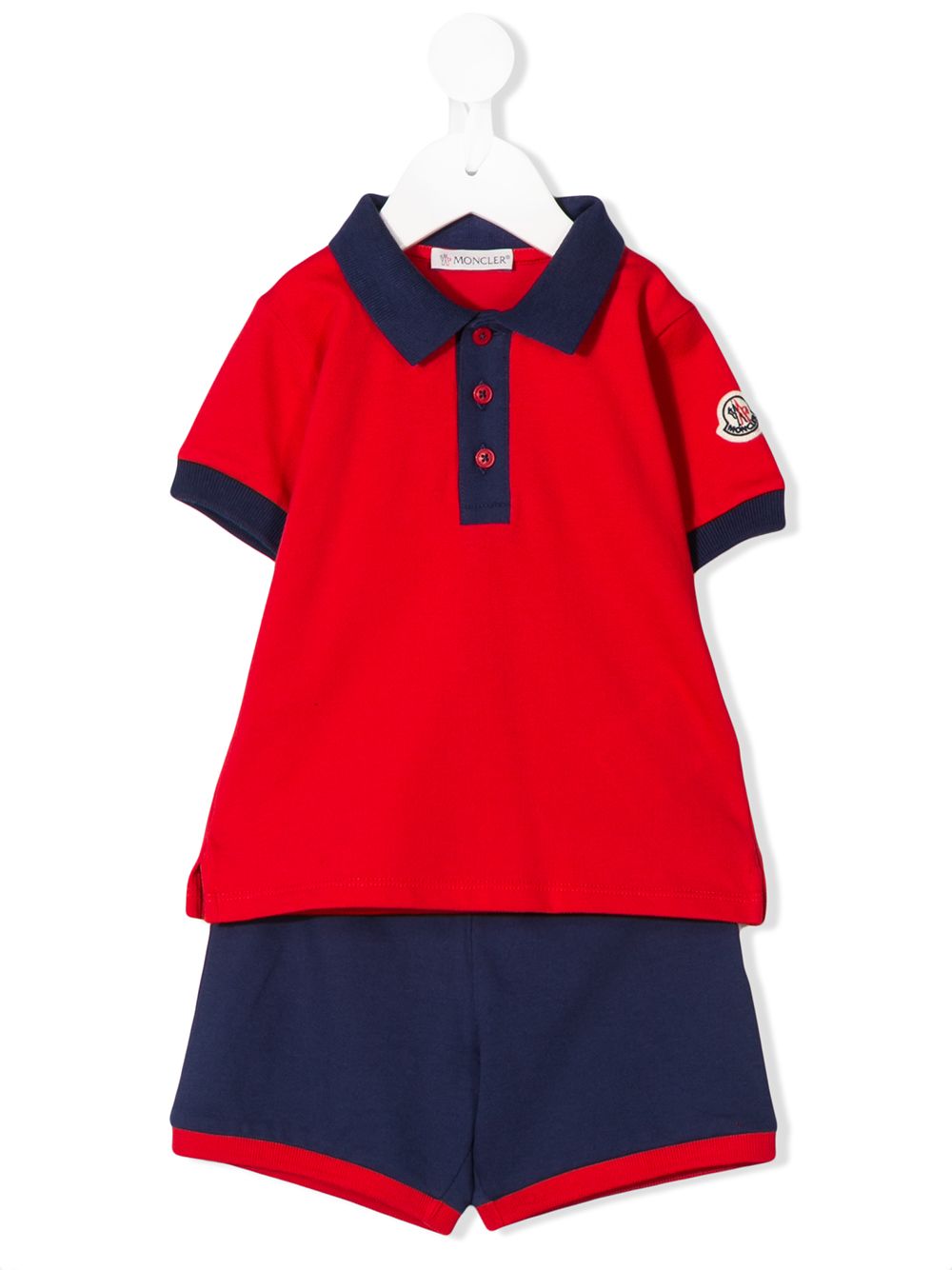 Moncler Babies' Polo Shirt And Shorts Set In 红色