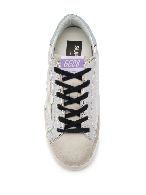 croco embossed superstar leather sneakers